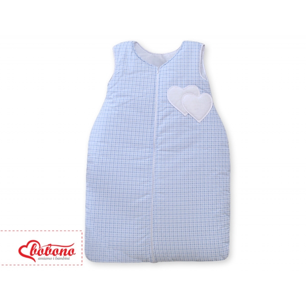 Babyschlafsack - Hängende Herzen blau kariert