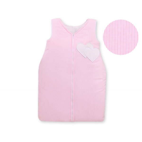 Babyschlafsack - Hängende Herzen rosa gestreift