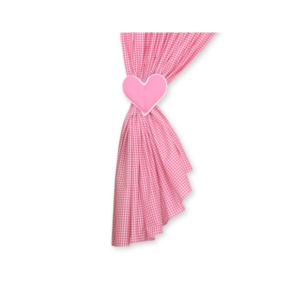 Babyzimmer Vorhänge - Hängende Herzen dunkel rosa kariert