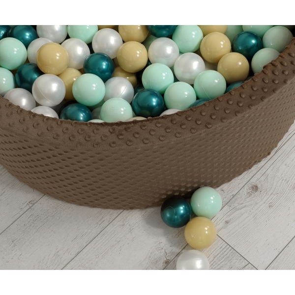 Bällebad 90 x 30 cm Minkystoff mit Bällen 200st- Schokoladen