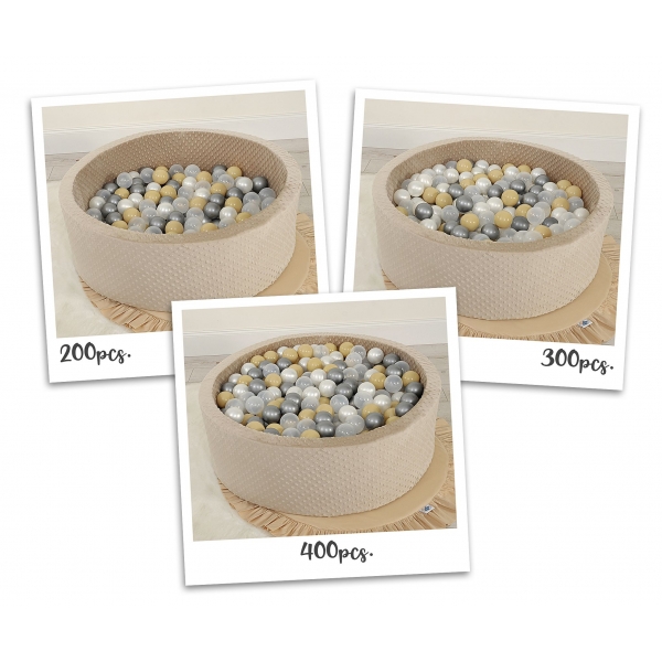 Bällebad 90 x 30 cm Minkystoff mit Bällen 300st - beige