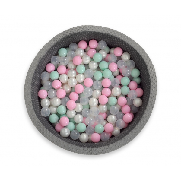 Bällebad 90 x 30 cm Minkystoff mit Bällen 300st - dunkelgrau