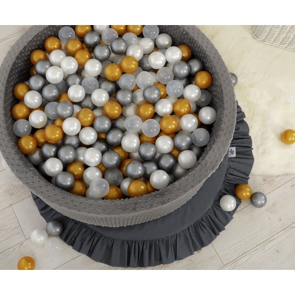 Bällebad 90 x 30 cm Minkystoff mit Bällen 300st - dunkelgrau