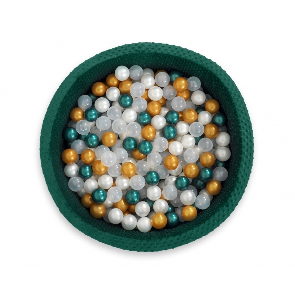Bällebad 90 x 30 cm Minkystoff mit Bällen 300st - flaschengrün