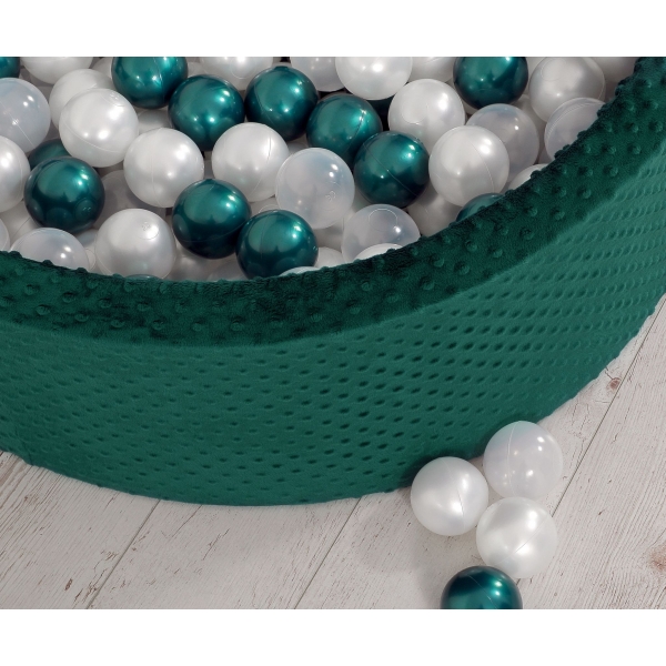 Bällebad 90 x 30 cm Minkystoff mit Bällen 300st - flaschengrün