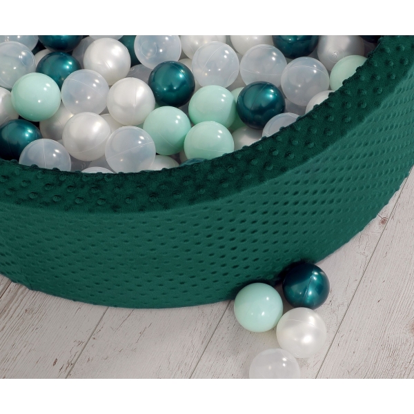 Bällebad 90 x 30 cm Minkystoff mit Bällen 300st - flaschengrün
