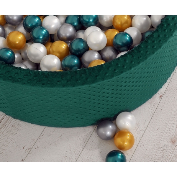 Bällebad 90 x 30 cm Minkystoff mit Bällen 300st - flaschengrün