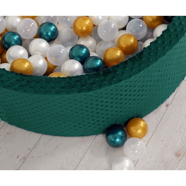 Bällebad 90 x 30 cm Minkystoff mit Bällen 300st - flaschengrün
