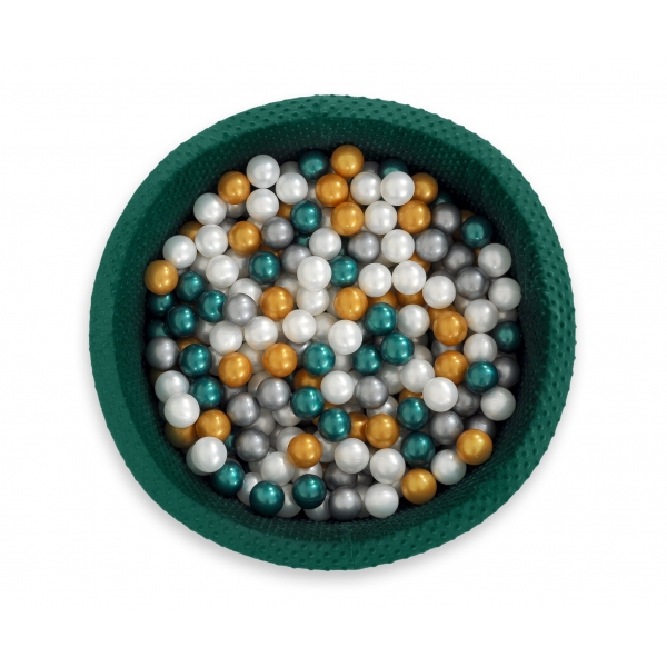 Bällebad 90 x 30 cm Minkystoff mit Bällen 300st - flaschengrün
