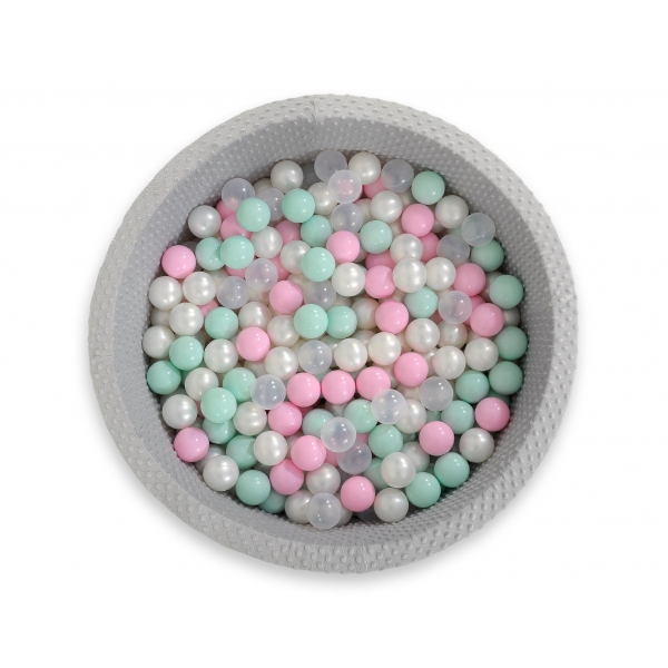 Bällebad 90 x 30 cm Minkystoff mit Bällen 300st - grau