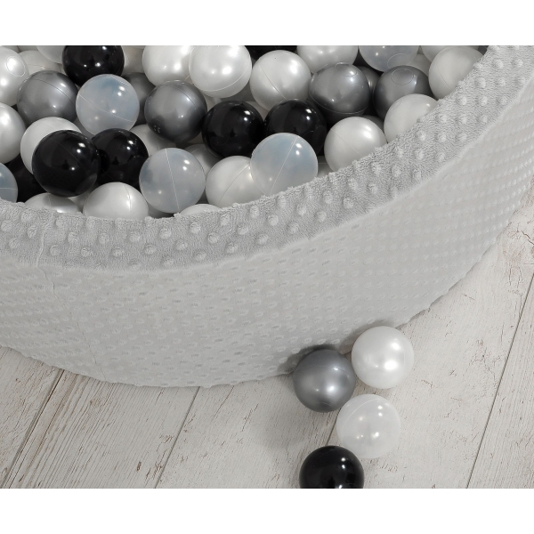 Bällebad 90 x 30 cm Minkystoff mit Bällen 300st - grau