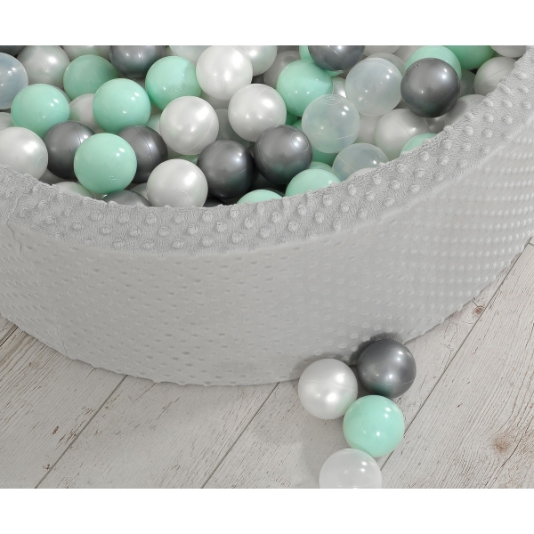 Bällebad 90 x 30 cm Minkystoff mit Bällen 300st - grau