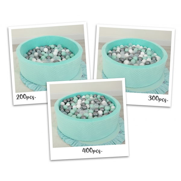 Bällebad 90 x 30 cm Minkystoff mit Bällen 300st - minze