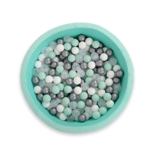 Bällebad 90 x 30 cm Minkystoff mit Bällen 300st - minze