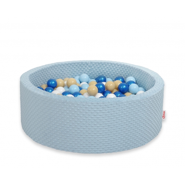 Bällebad 90 x 30 cm Minkystoff mit Bällen 300st - misty blue