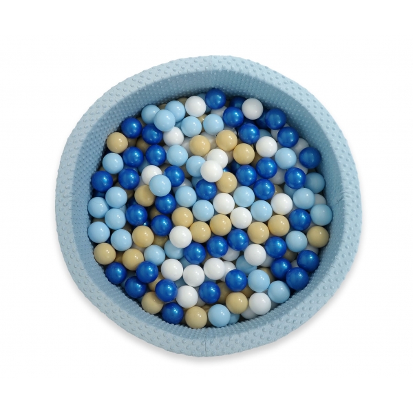 Bällebad 90 x 30 cm Minkystoff mit Bällen 300st - misty blue