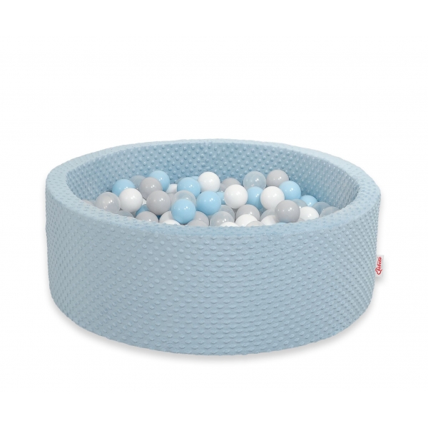 Bällebad 90 x 30 cm Minkystoff mit Bällen 300st - misty blue