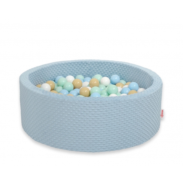 Bällebad 90 x 30 cm Minkystoff mit Bällen 300st - misty blue