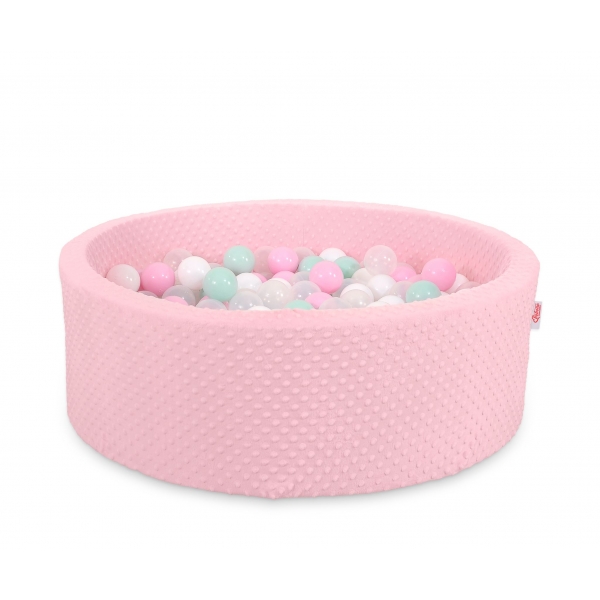 Bällebad 90 x 30 cm Minkystoff mit Bällen 300st - rosa
