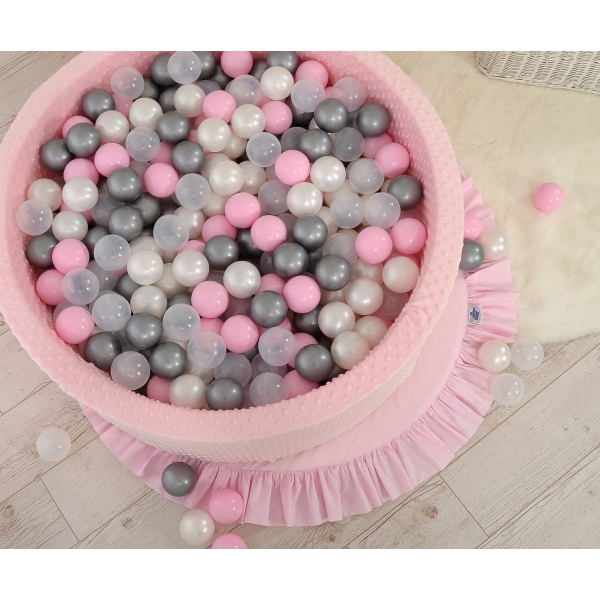Bällebad 90 x 30 cm Minkystoff mit Bällen 300st - rosa