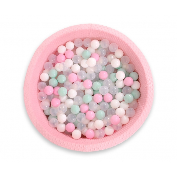 Bällebad 90 x 30 cm Minkystoff mit Bällen 300st - rosa