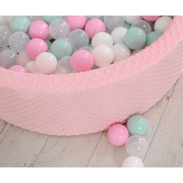 Bällebad 90 x 30 cm Minkystoff mit Bällen 300st - rosa