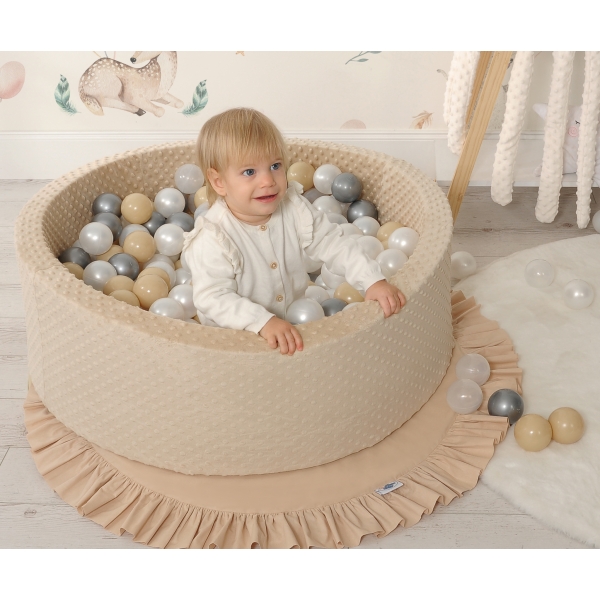 Bällebad 90 x 30 cm Minkystoff mit Bällen 300st - rosa