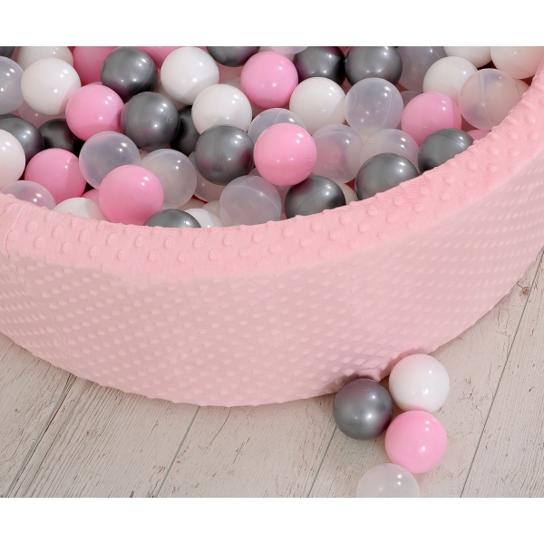 Bällebad 90 x 30 cm Minkystoff mit Bällen 300st - rosa