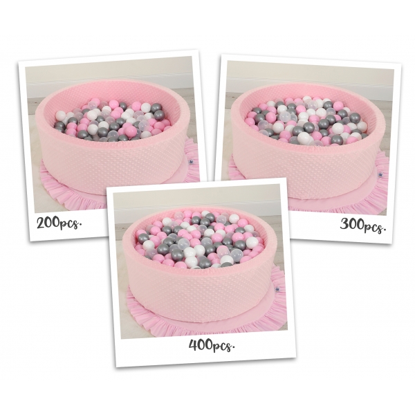 Bällebad 90 x 30 cm Minkystoff mit Bällen 300st - rosa