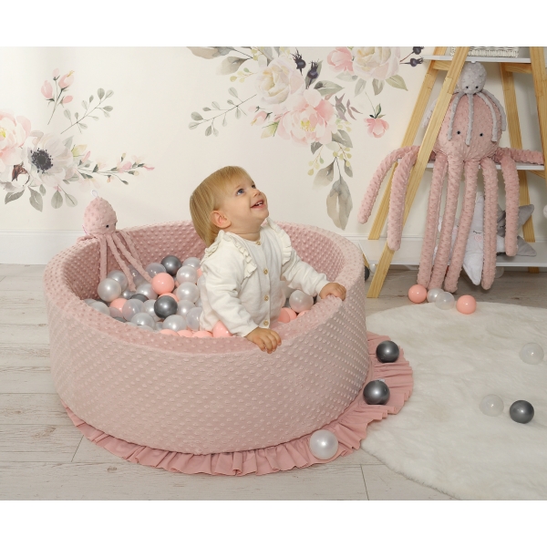 Bällebad 90 x 30 cm Minkystoff mit Bällen 300st - rosa