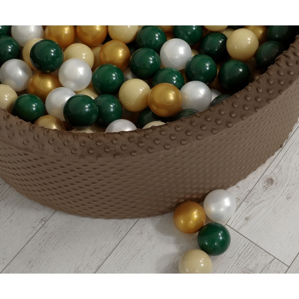 Bällebad 90 x 30 cm Minkystoff mit Bällen 300st - schokoladen