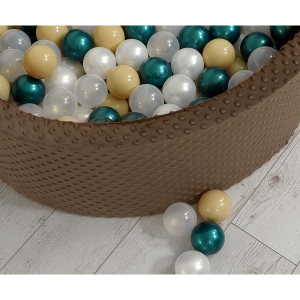 Bällebad 90 x 30 cm Minkystoff mit Bällen 300st - schokoladen