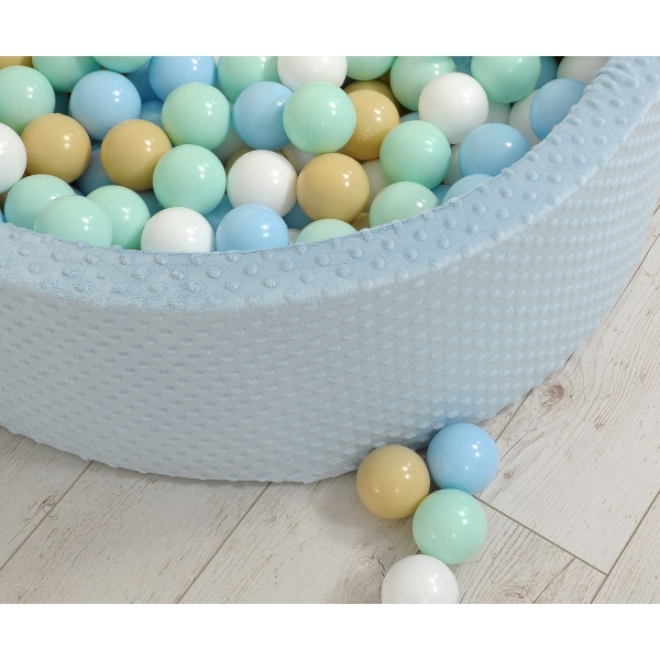 Bällebad 90 x 30 cm Minkystoff mit Bällen 400st - misty blue