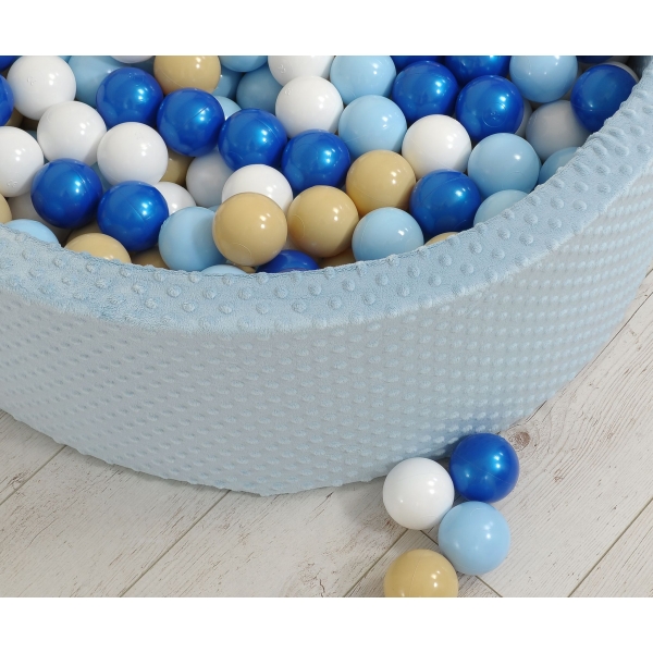 Bällebad 90 x 30 cm Minkystoff mit Bällen 400st - misty blue