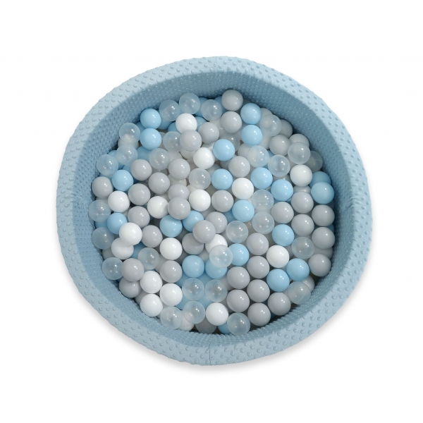 Bällebad 90 x 30 cm Minkystoff mit Bällen 400st - misty blue
