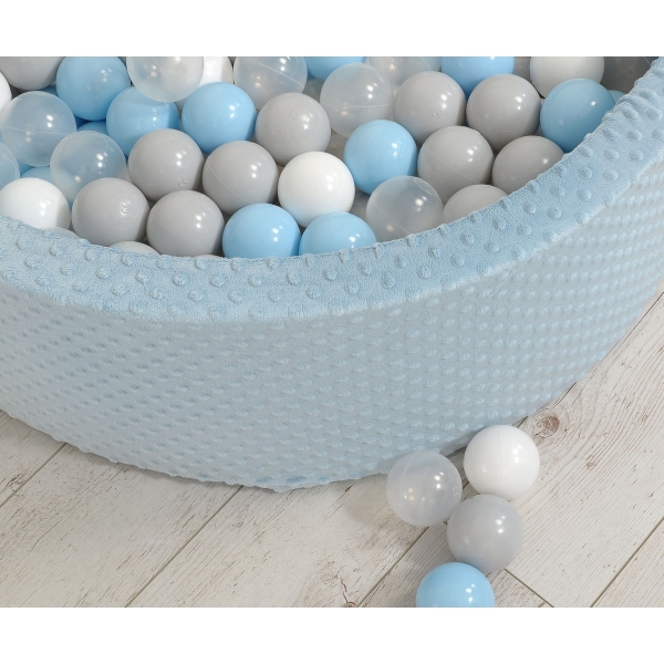Bällebad 90 x 30 cm Minkystoff mit Bällen 400st - misty blue