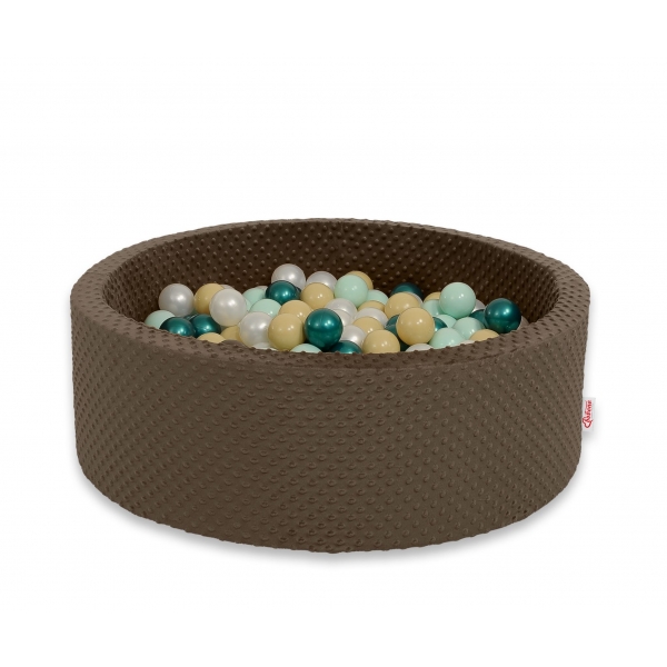 Bällebad 90 x 30 cm Minkystoff mit Bällen 400st - schokoladen