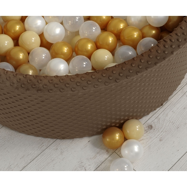 Bällebad 90 x 30 cm Minkystoff mit Bällen 400st - schokoladen
