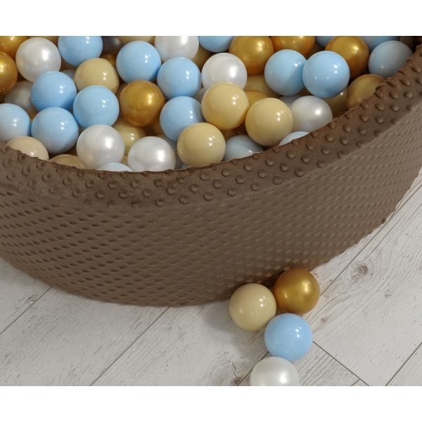 Bällebad 90 x 30 cm Minkystoff mit Bällen 400st - schokoladen
