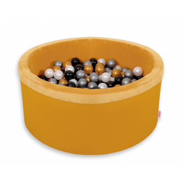 Bällebad aus Minkystoff Bällepool mit bunten Bällen 200st - honey yellow