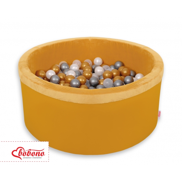 Bällebad aus Minkystoff Bällepool mit bunten Bällen 200st - honey yellow