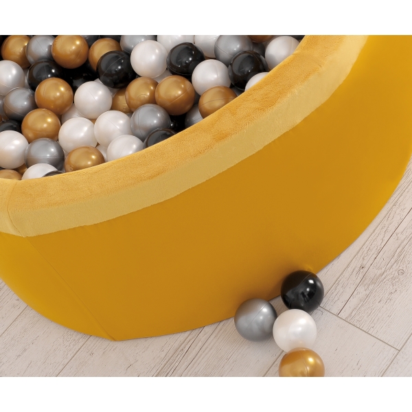 Bällebad aus Minkystoff Bällepool mit bunten Bällen 200st - honey yellow