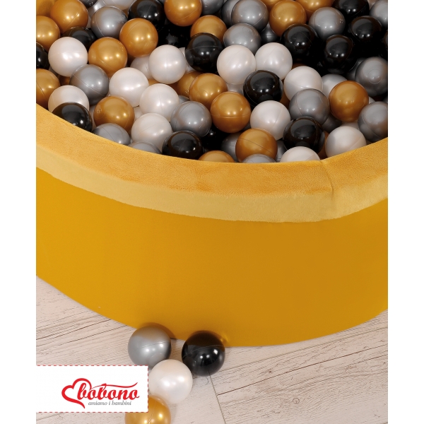 Bällebad aus Minkystoff Bällepool mit bunten Bällen 200st - honey yellow