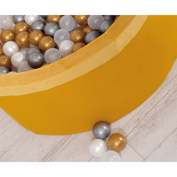 Bällebad aus Minkystoff Bällepool mit bunten Bällen 200st - honey yellow