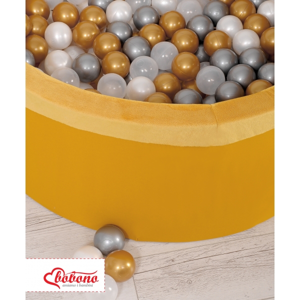 Bällebad aus Minkystoff Bällepool mit bunten Bällen 200st - honey yellow