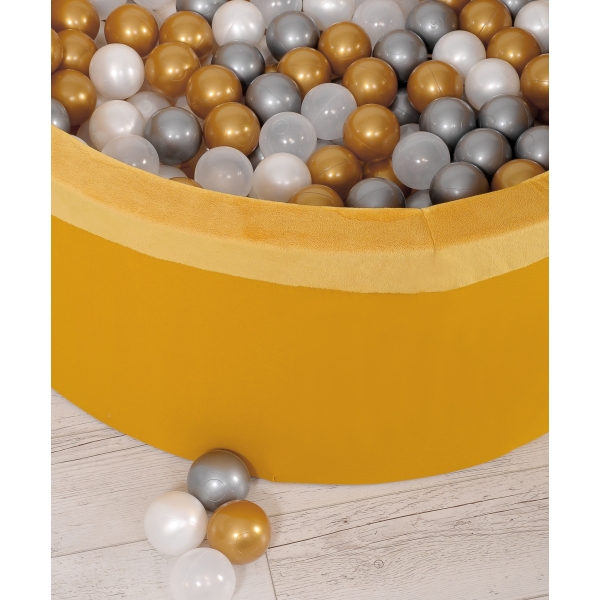 Bällebad aus Minkystoff Bällepool mit bunten Bällen 200st - honey yellow