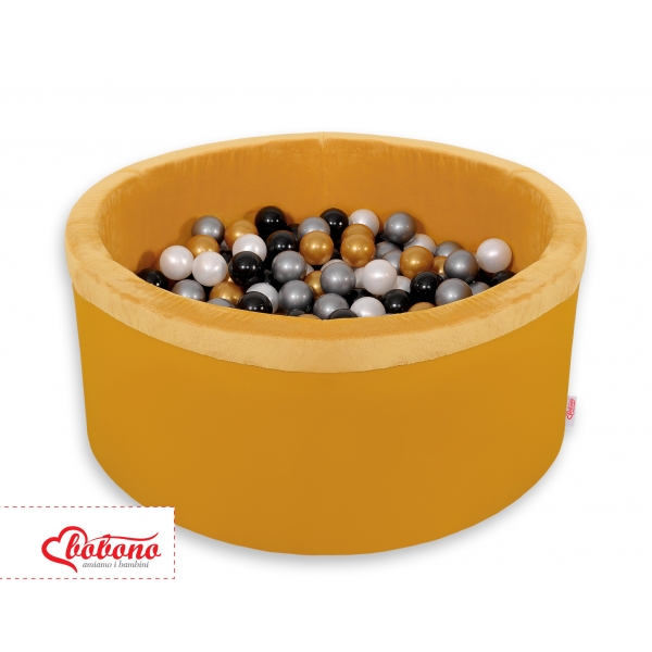 Bällebad aus Minkystoff Bällepool mit bunten Bällen 200st - honey yellow