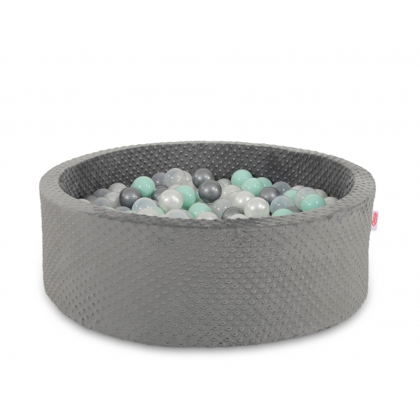 Bällebad aus Minkystoff Höhe 30 cm mit Bällen 200st- dunkelgrau