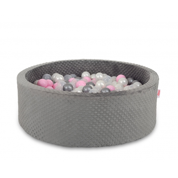 Bällebad aus Minkystoff Höhe 30 cm mit Bällen 200st- dunkelgrau