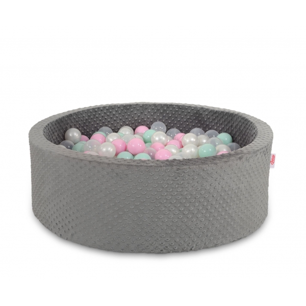 Bällebad aus Minkystoff Höhe 30 cm mit Bällen 200st- dunkelgrau